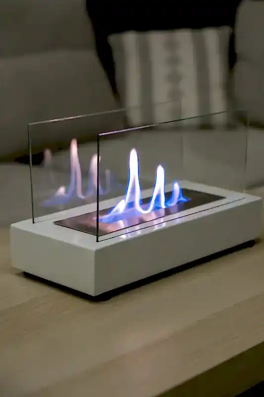 Lüx Dikdörtgen Masaüstü Şömine Beyaz