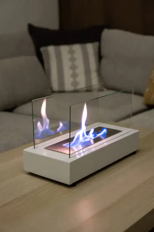 Lüx Dikdörtgen Masaüstü Şömine Beyaz