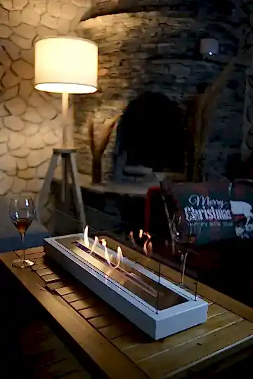 Lüx Büyük Dikdörtgen Masaüstü Şömine Beyaz