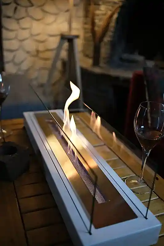 Lüx Büyük Dikdörtgen Masaüstü Şömine Beyaz