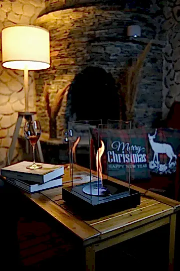 Masa Üstü Kare Şömine Siyah