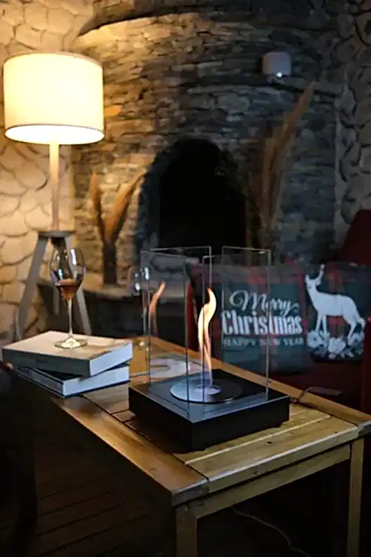 Masa Üstü Kare Şömine Siyah