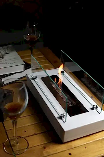 SSCONCEPT Lüx Dikdörtgen Masaüstü Şömine Beyaz