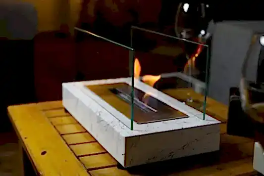 Lüx Mermer Desenli Masaüstü Şömine Beyaz