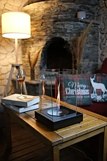 Masa Üstü Kare Şömine Siyah