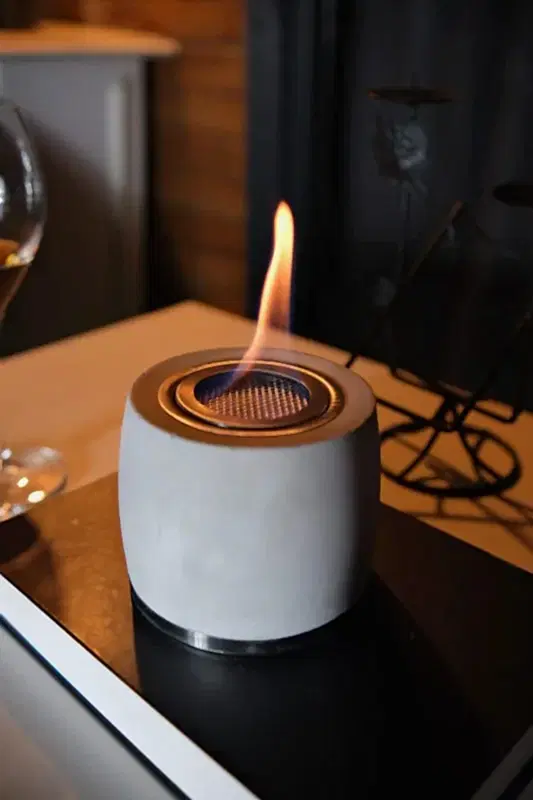 Modern Beton Bioethanol Mini Masaüstü Şömine Gri