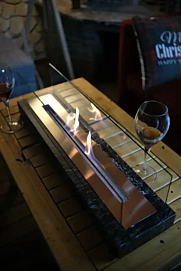 Lüx Mermer Desenli Büyük Masaüstü Şömine Siyah