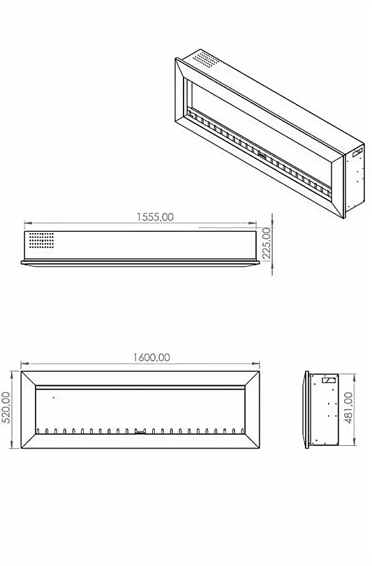 Elektrikli Şömine RGB renkli 160 cm ( Isıtmalı )