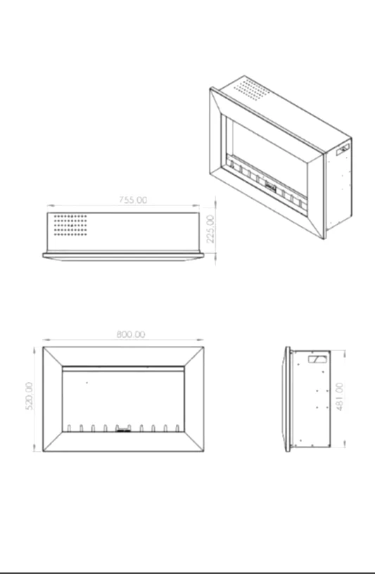 Elektrikli Şömine RGB renkli 80 cm ( Isıtmasız )