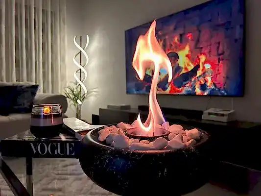 Masaüstü Beton Ateş Çukuru Şömine Siyah