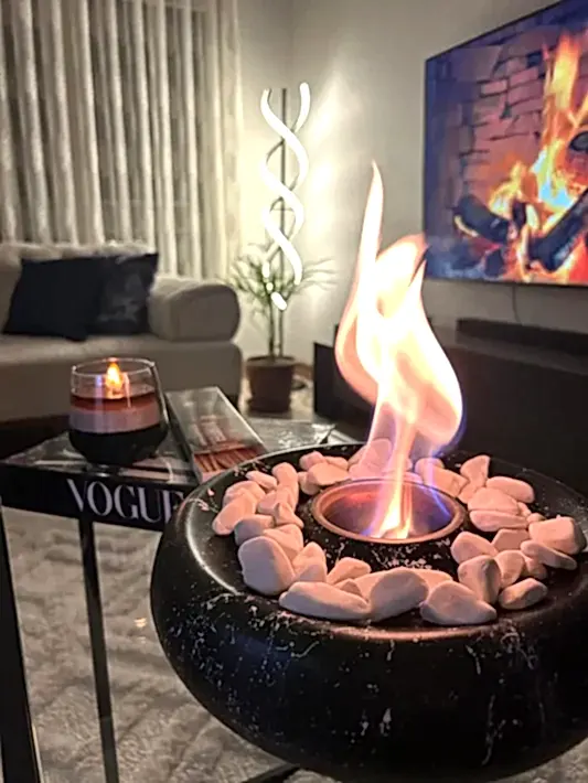 Masaüstü Beton Ateş Çukuru Şömine Siyah