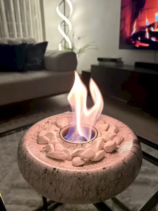 Masaüstü Beton Ateş Çukuru Şömine Beyaz