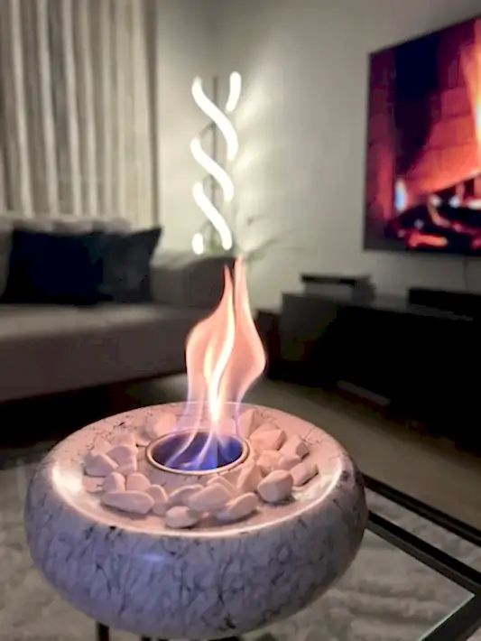 Masaüstü Beton Ateş Çukuru Şömine Beyaz