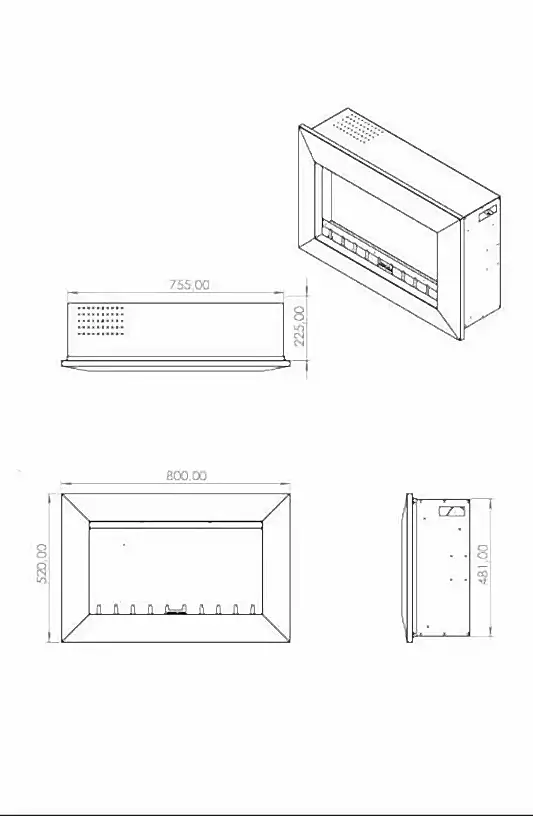 Elektrikli Şömine, Isıtıcılı ve RGB renkli 80 cm ( Isıtmalı )