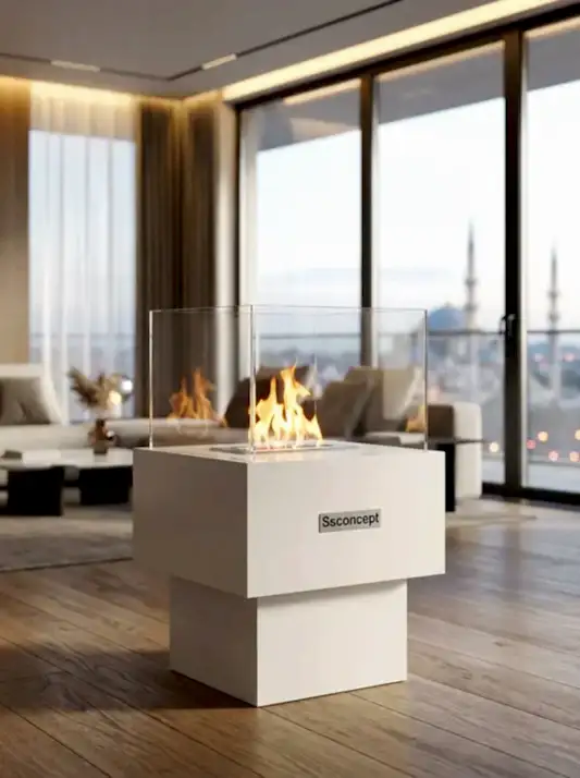 Temple Taşınabilir Şömine (Beyaz)