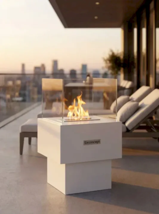 Temple Taşınabilir Şömine (Beyaz)