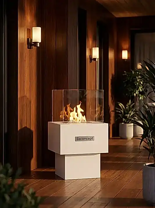 Temple Taşınabilir Şömine (Beyaz)