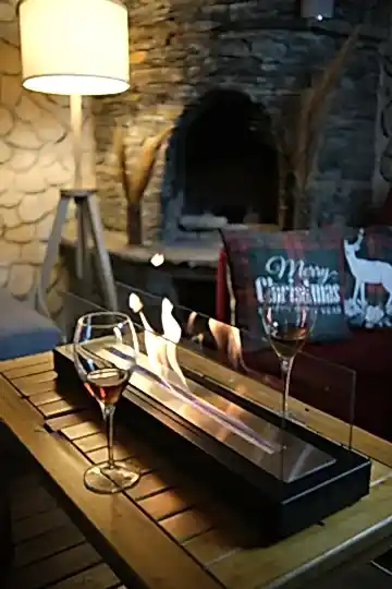 Lüx Büyük Dikdörtgen Masaüstü Şömine Siyah