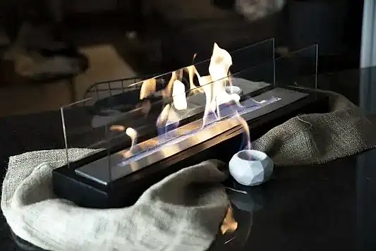 Lüx Büyük Dikdörtgen Masaüstü Şömine Siyah