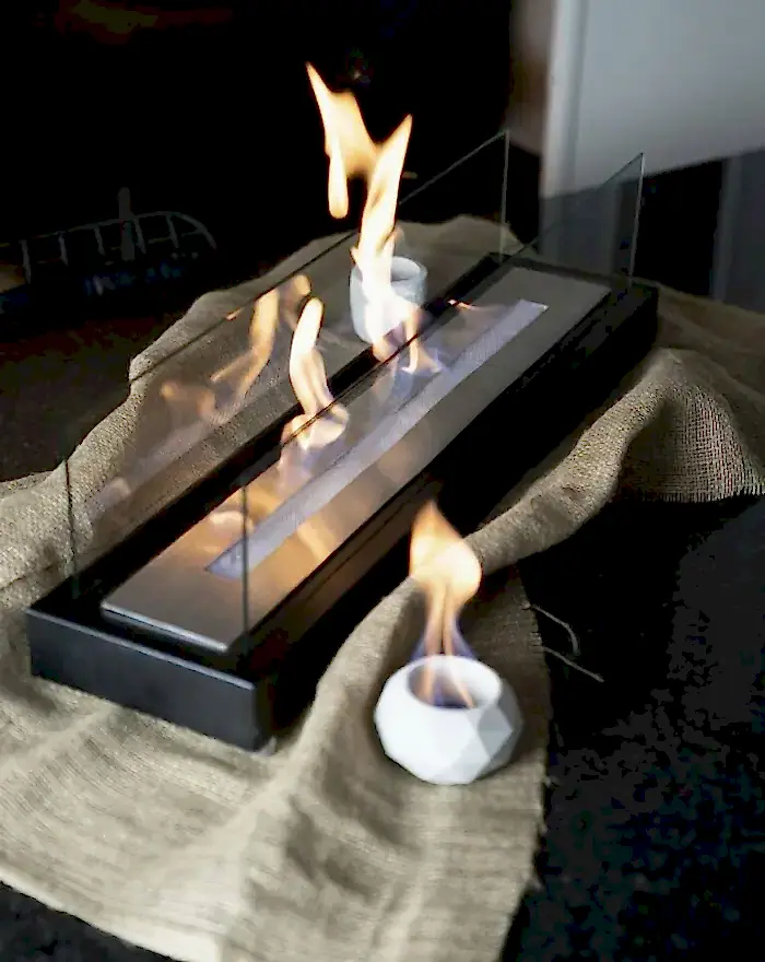 Lüx Büyük Dikdörtgen Masaüstü Şömine Siyah