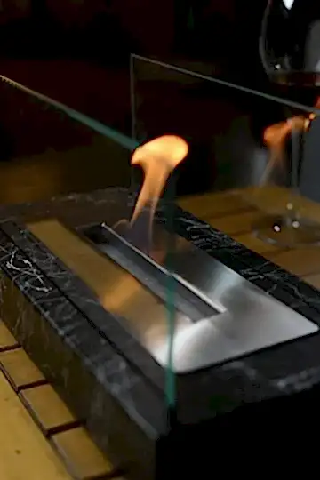 Lüx Mermer Desenli Masaüstü Şömine Siyah