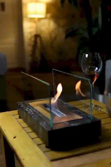 Lüx Mermer Desenli Masaüstü Şömine Siyah