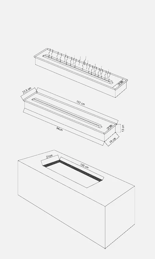 Buharlı Şömine 102 Cm (3 Boyutlu)
