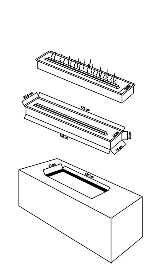 Buharlı Şömine 122 Cm (3 Boyutlu)