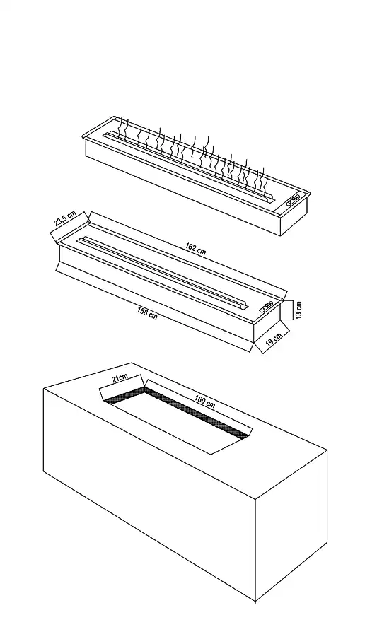 Buharlı Şömine 162 Cm (3 Boyutlu)