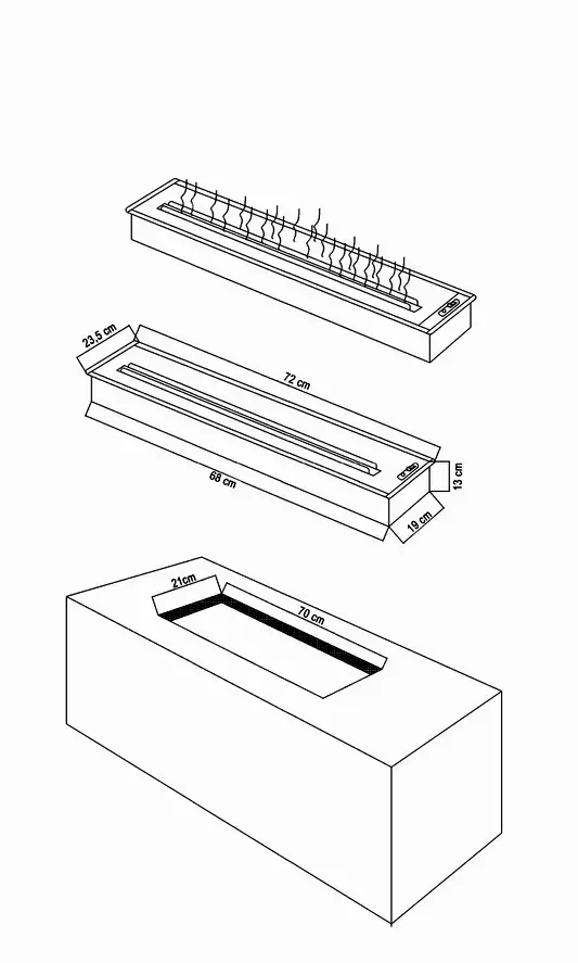 Buharlı Şömine 72 Cm (3 Boyutlu)