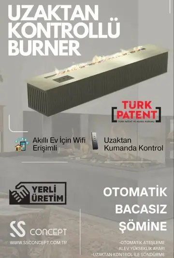 Uzaktan Kontrollü 60 Cm Bioethanol Burner Şömine