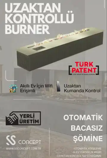 Uzaktan Kontrollü 100 Cm Bioethanol Burner Şömine