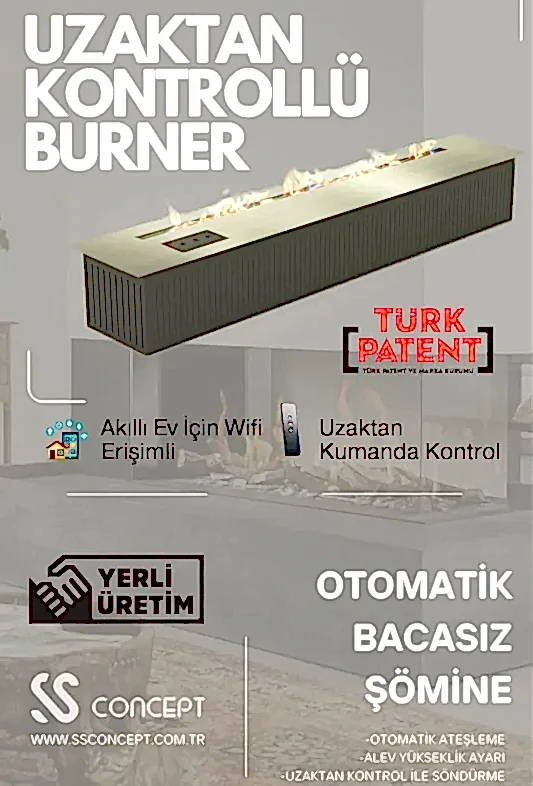 Uzaktan Kontrollü 100 Cm Bioethanol Burner Şömine