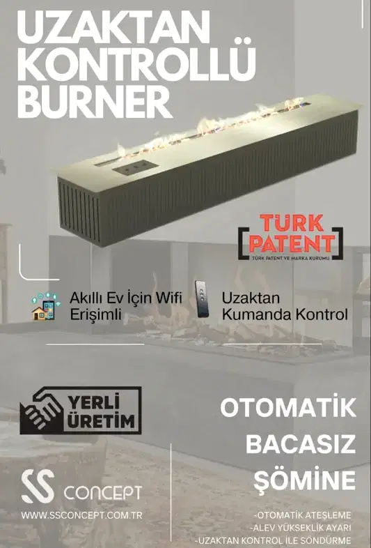 Uzaktan Kontrollü 80 Cm Bioethanol Burner Şömine