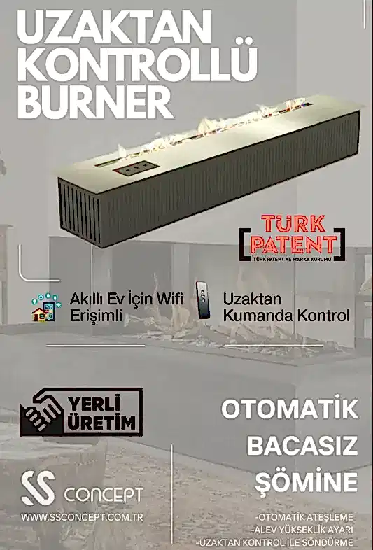 Uzaktan Kontrollü 150 Cm Bioethanol Burner Şömine