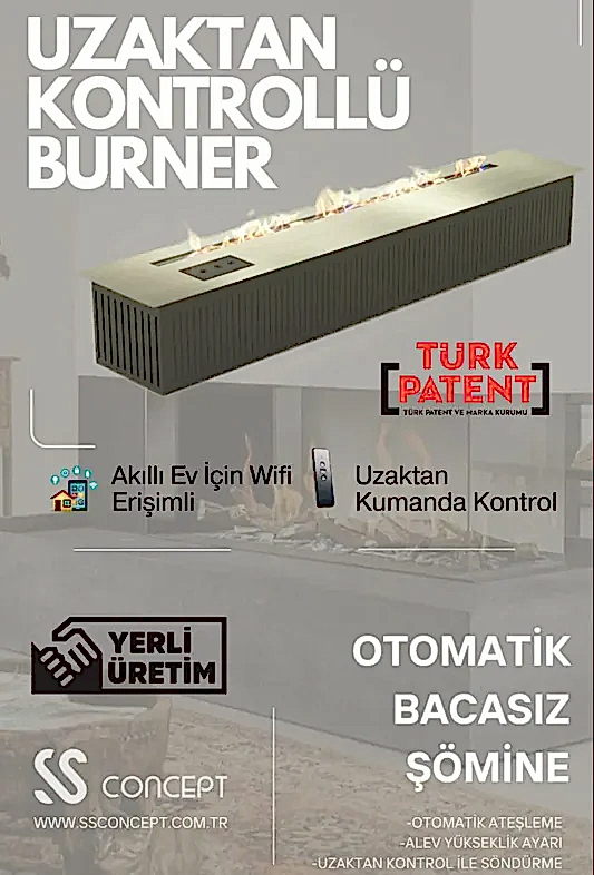 Uzaktan Kontrollü 60 Cm Bioethanol Burner Şömine
