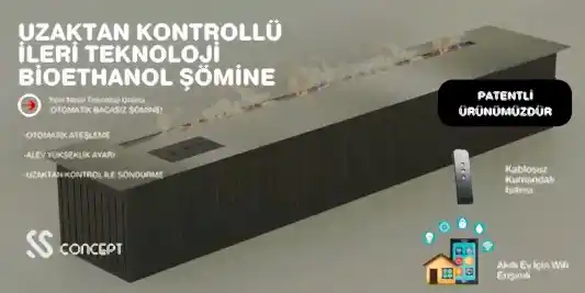 Uzaktan Kontrollü 60 Cm Bioethanol Burner Şömine